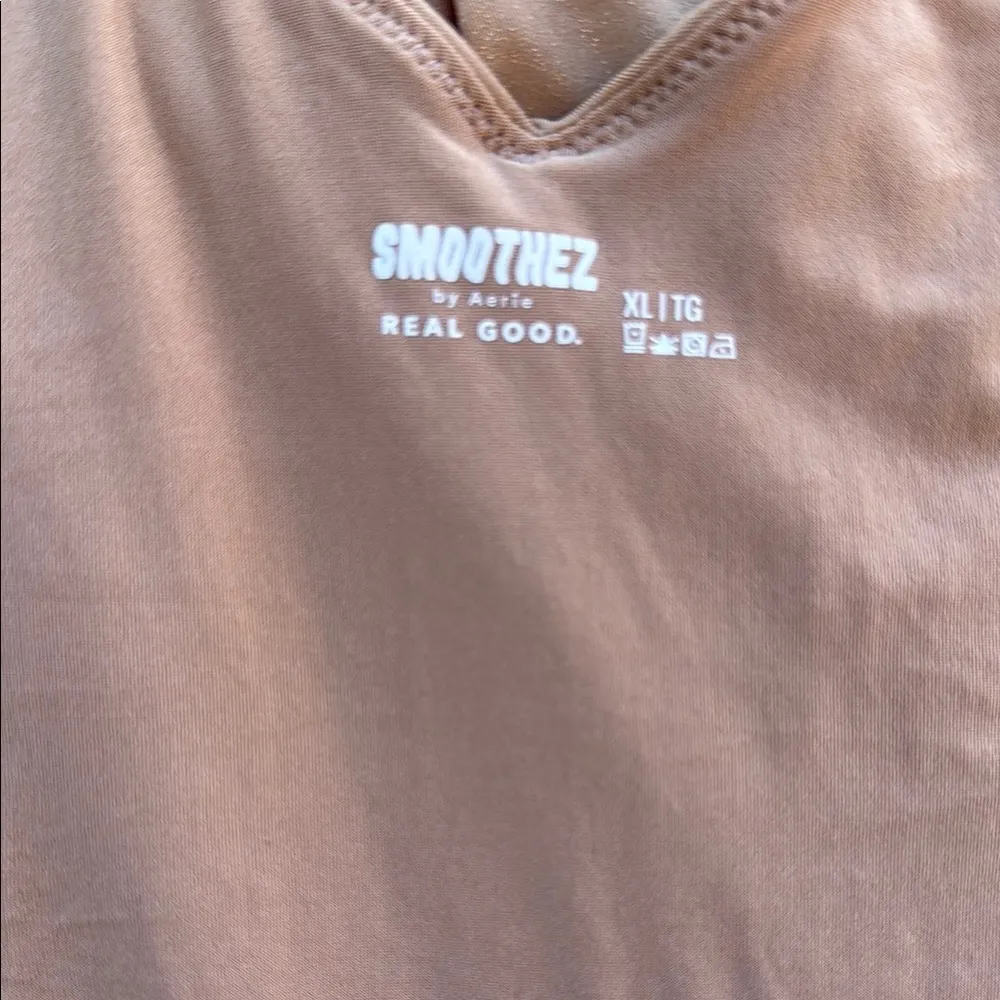 NWT SMOOTHEZ by Aerie Tan w/sparkle Plunge Neck V Bodysuit Soft Stretch Size XL - Image 8