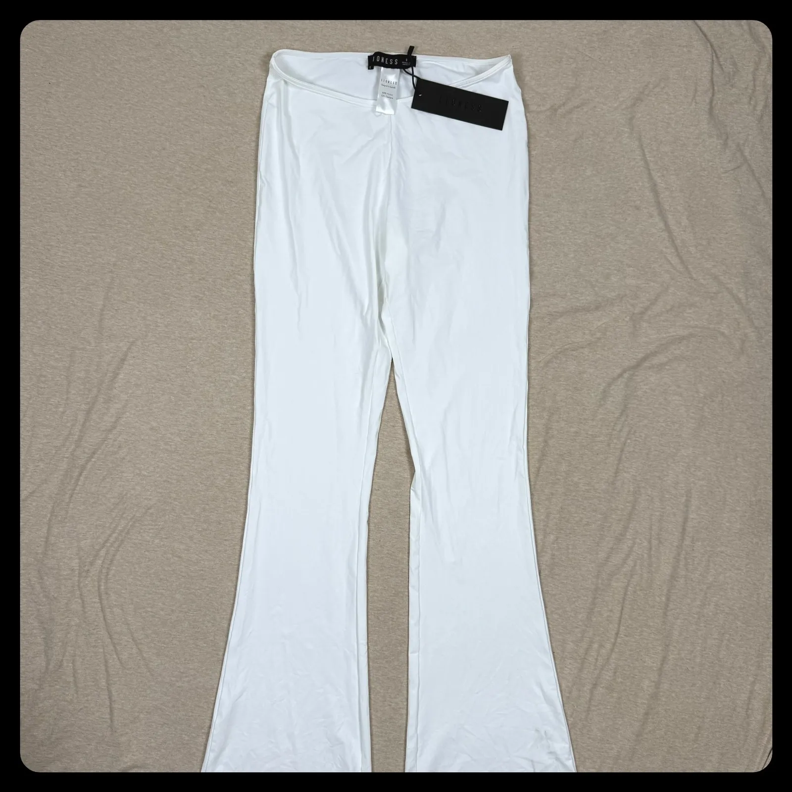 LIONESS Bisous Pant Porcelain White Flared Leg Palazzo Lounge Pants Size S - Image 2
