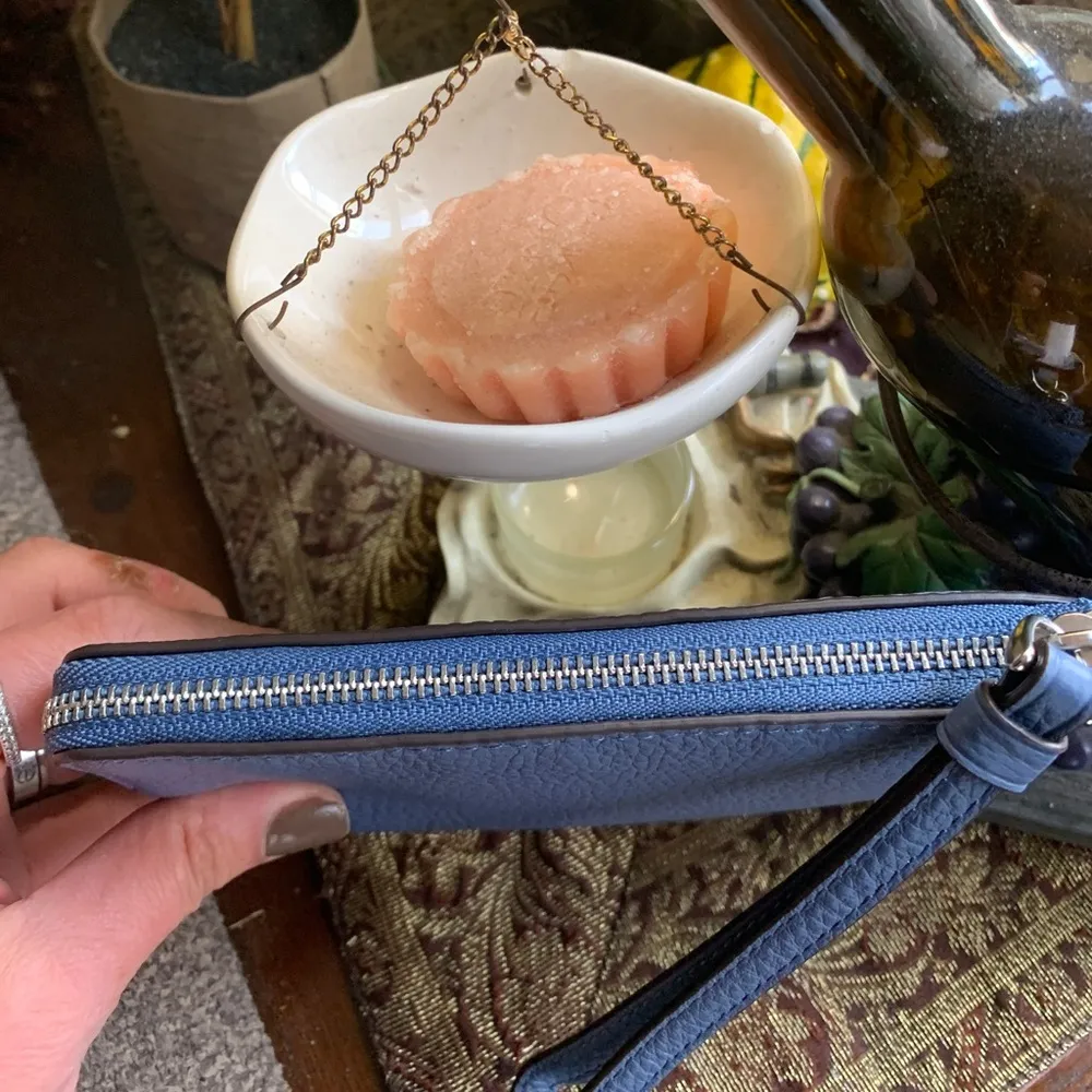 Authentic COACH Pebbled leather zip wristlet with Aquarius print - Image 5