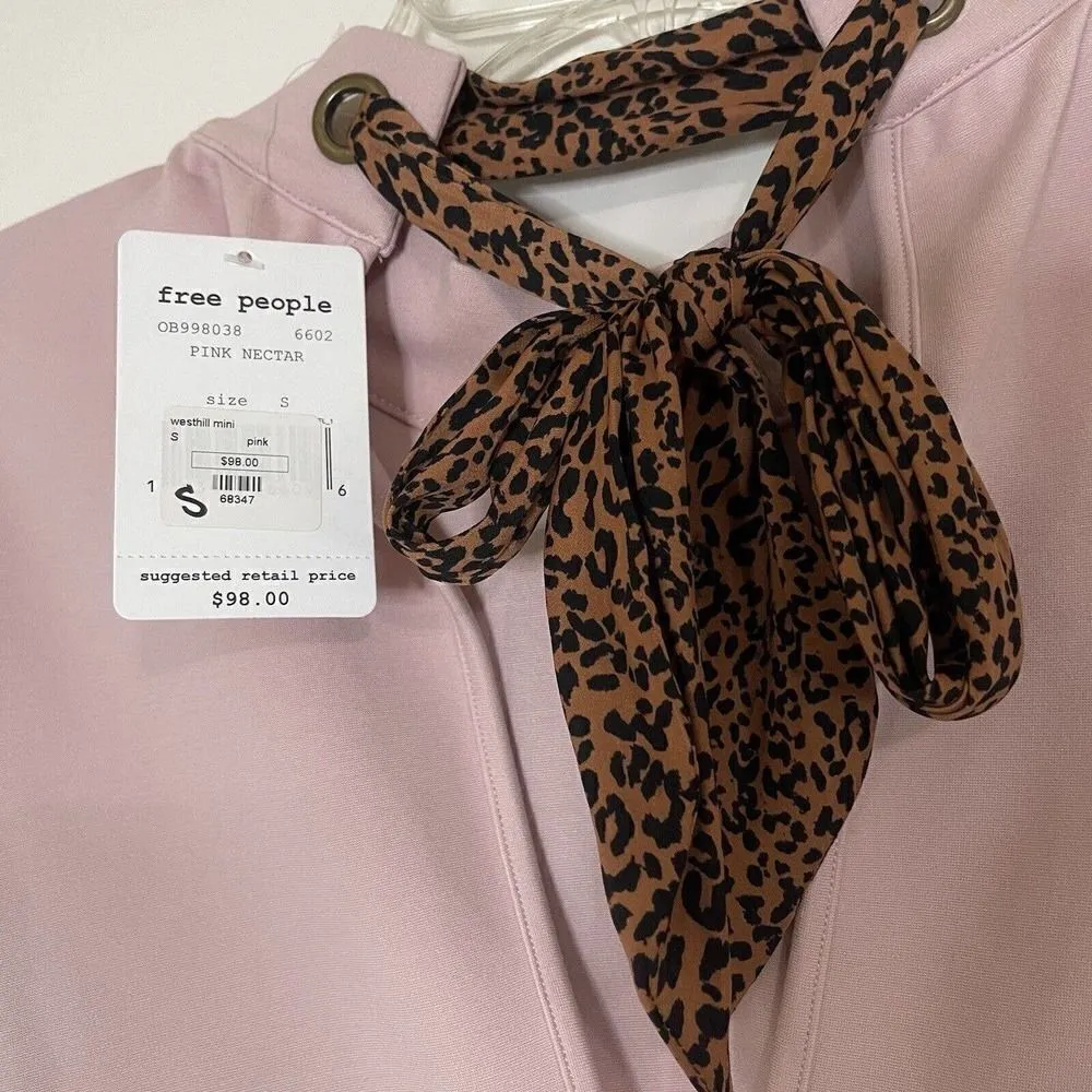 NEW! FREE PEOPLE BABY PINK WESTHILL MINI SHIFT MOCK POCKET DRESS Small - Image 7