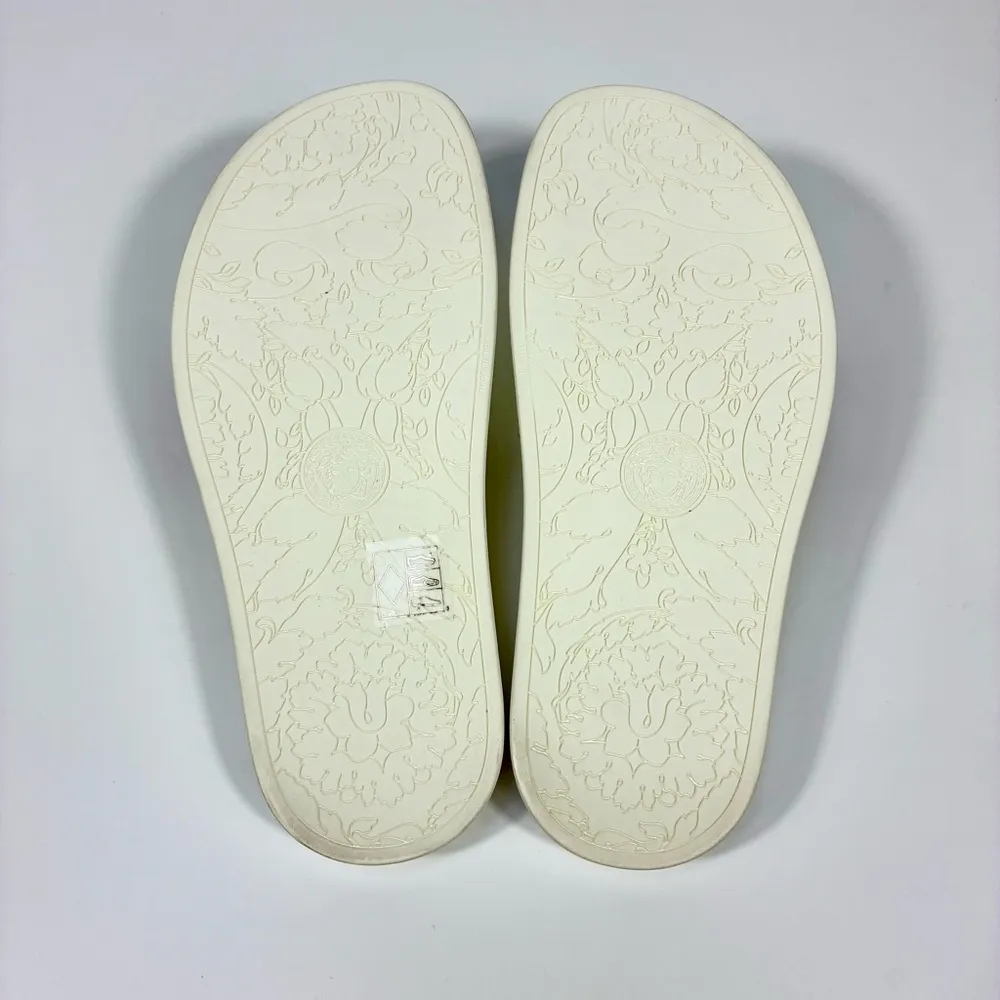 Versace Medusa Smiley Slide Sandals White Fuchsia 7 US 37 EU NEW - Image 7