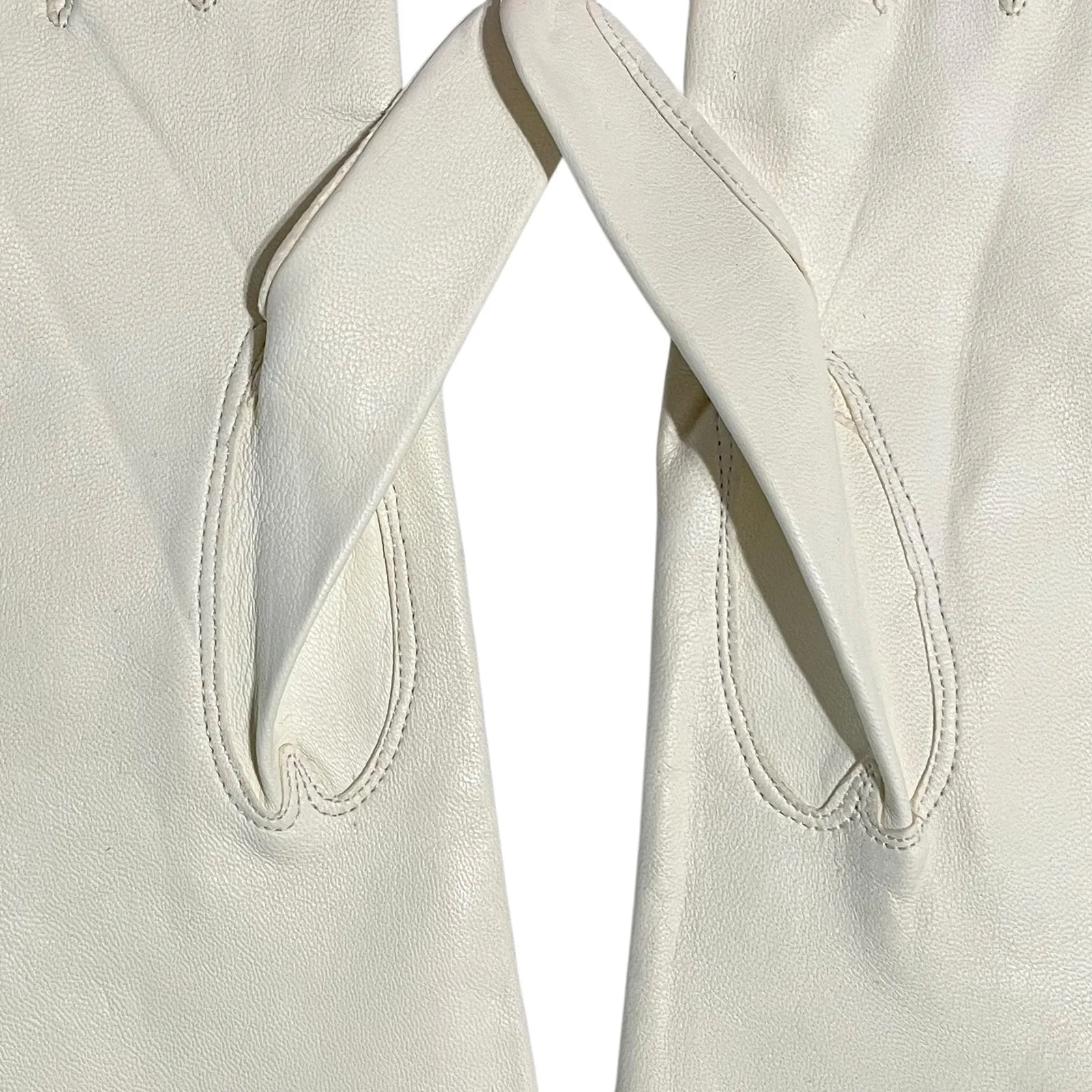 NWT Vintage Kid Skin Leather White Deadstock Wrist Long Evening Gloves Sz 7.25 - Image 5