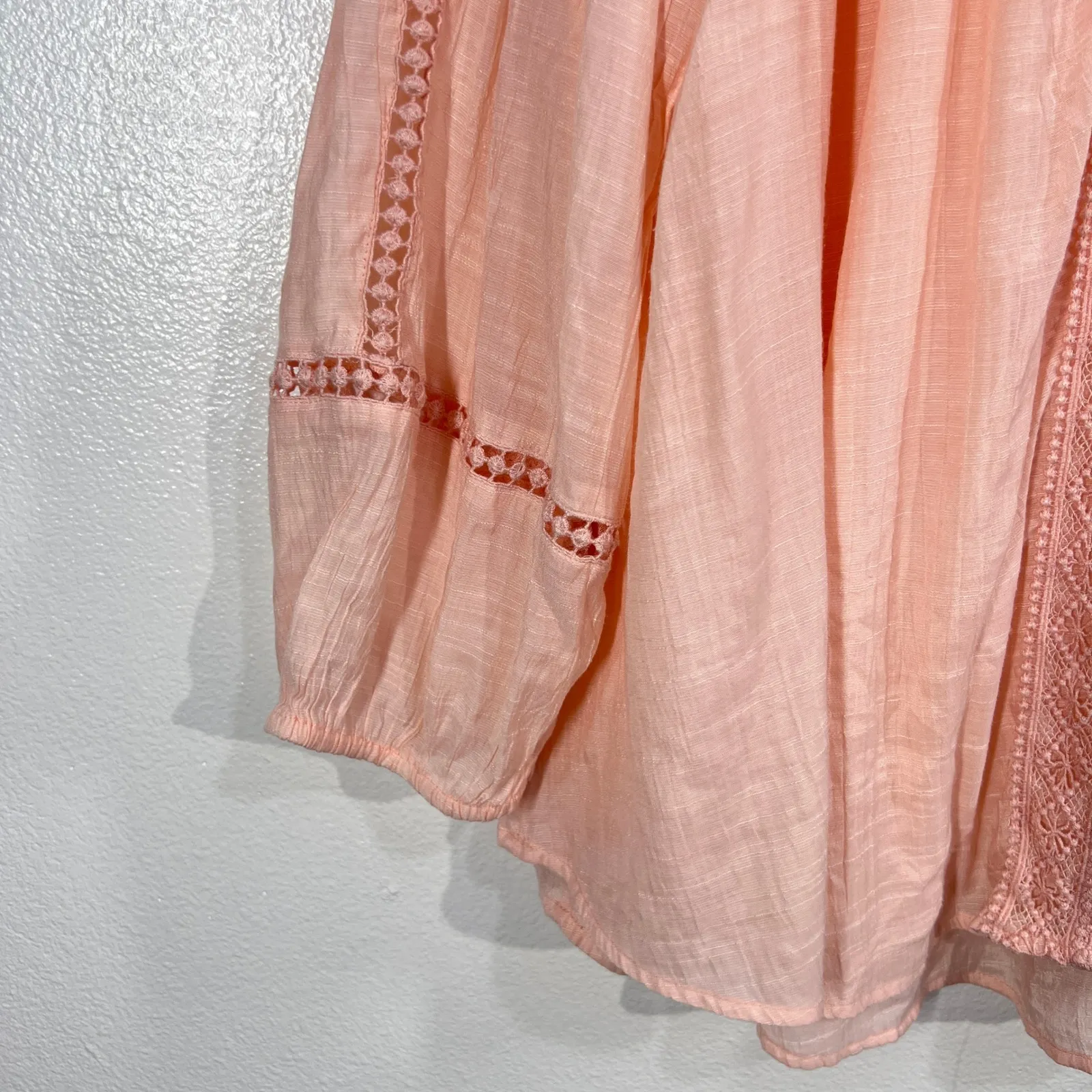 Style & Co Boho Blouse Women 3X Peach Embroidered V-Neck Peasant Top Casual Chic - Image 8