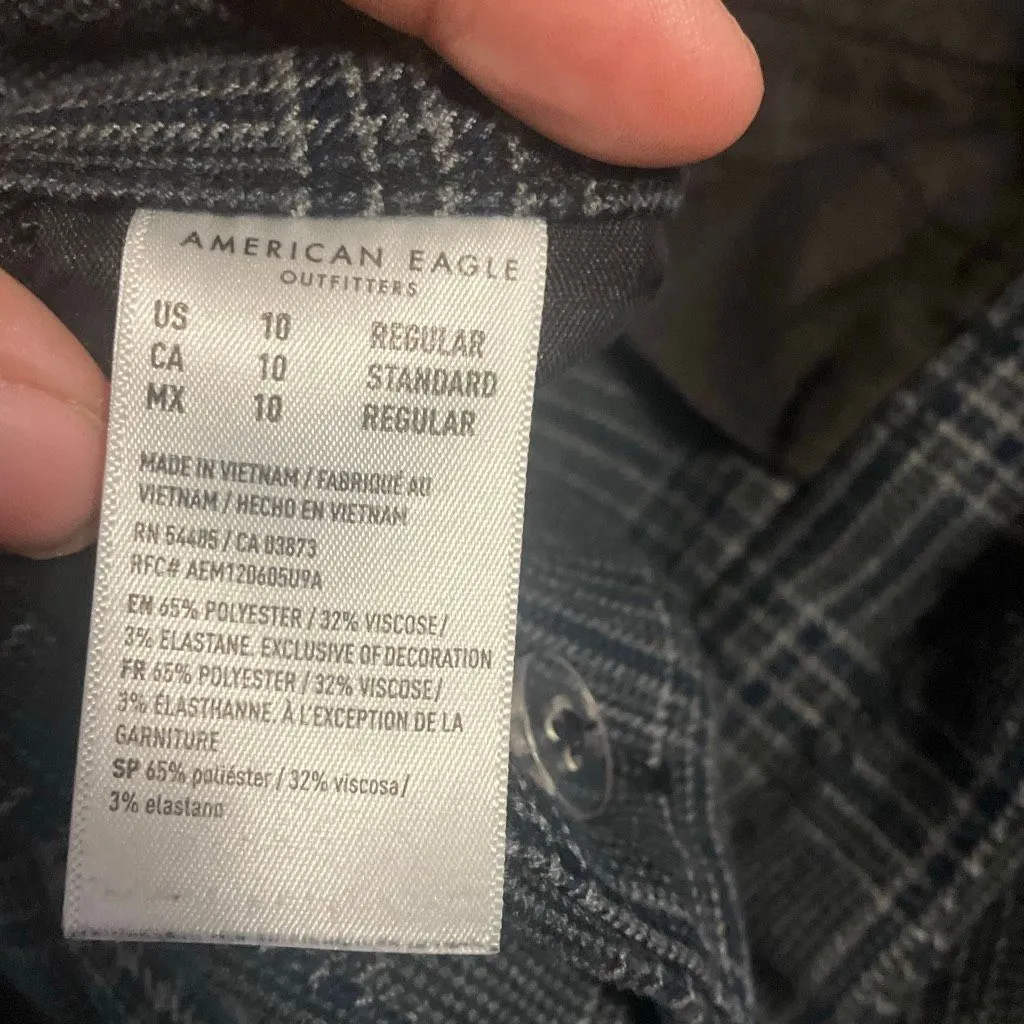 American Eagle Stretch Plaid Wide Leg Trouser size 10 - Image 11