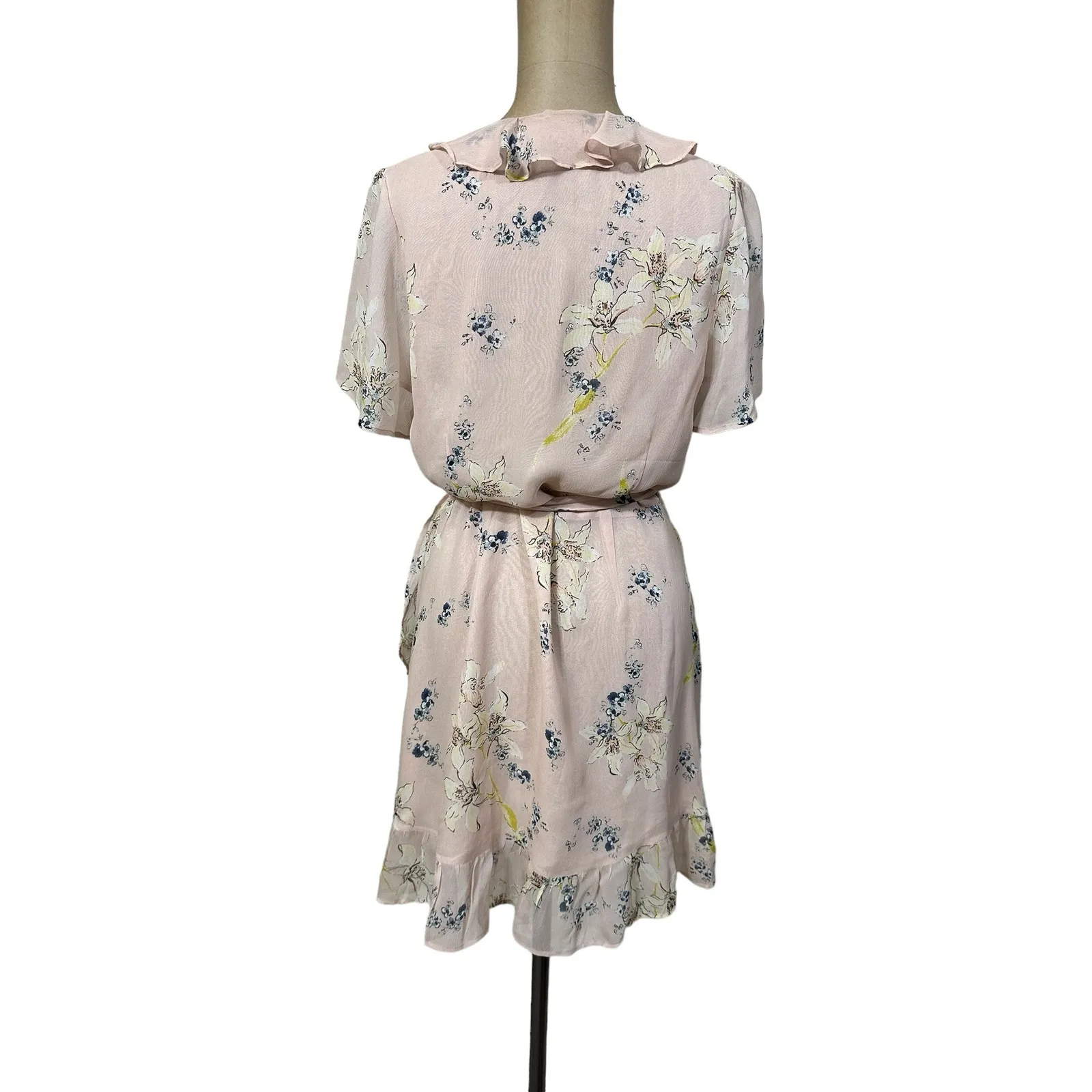 Paige Mini Dress Cardamom Pink Floral Ruffle Short Sleeve - Image 8