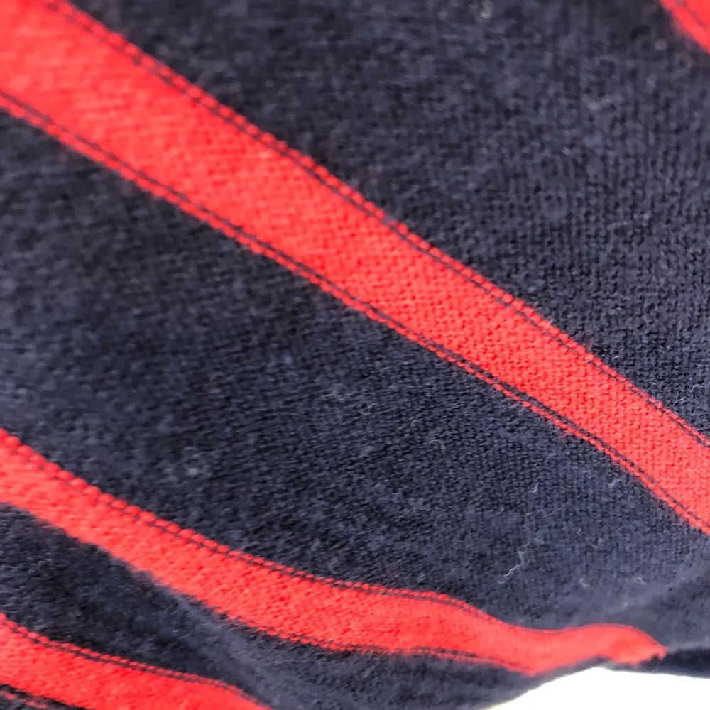 Tasseled Tie Neck Tunic Striped Sweater XS - Image 9