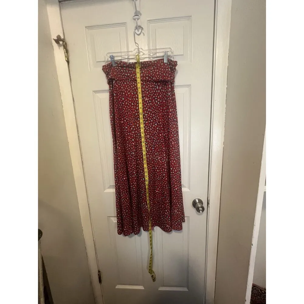 LuLaRoe Maxi Dress M Red Geometric Print Boho Strech Comfy - Image 5