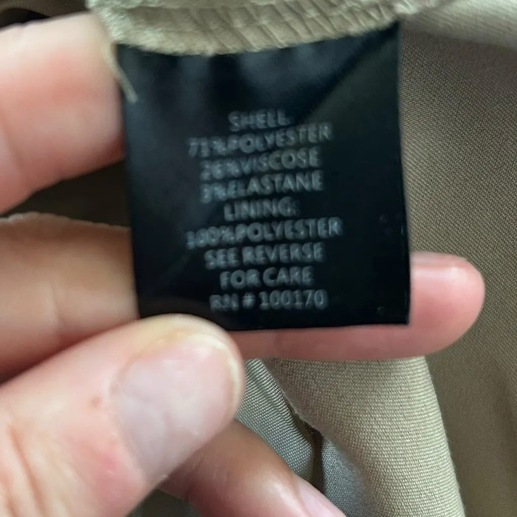 Sandro Womens Peplum Blazer Jacket Collarless Lined Zip Up Tan Black Trim Size L - Image 7