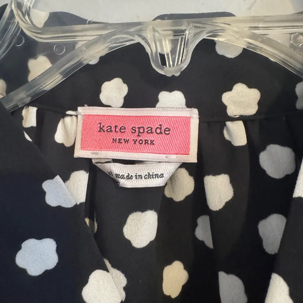 Kate Spade Black and White Cloud Dot Patterned Blouse size XS - Image 6