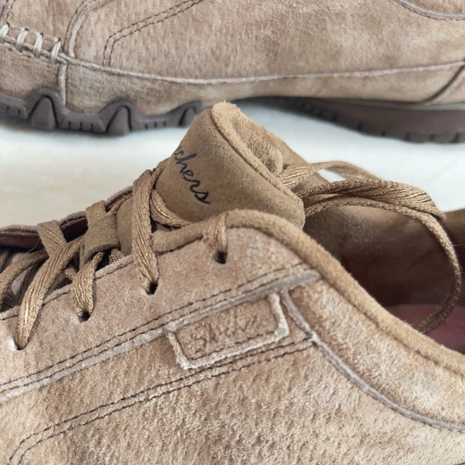 Skechers™ Bikers Curbed Fashion Brown Leather Suede Sneakers Sz 7 Casual 49336 - Image 4