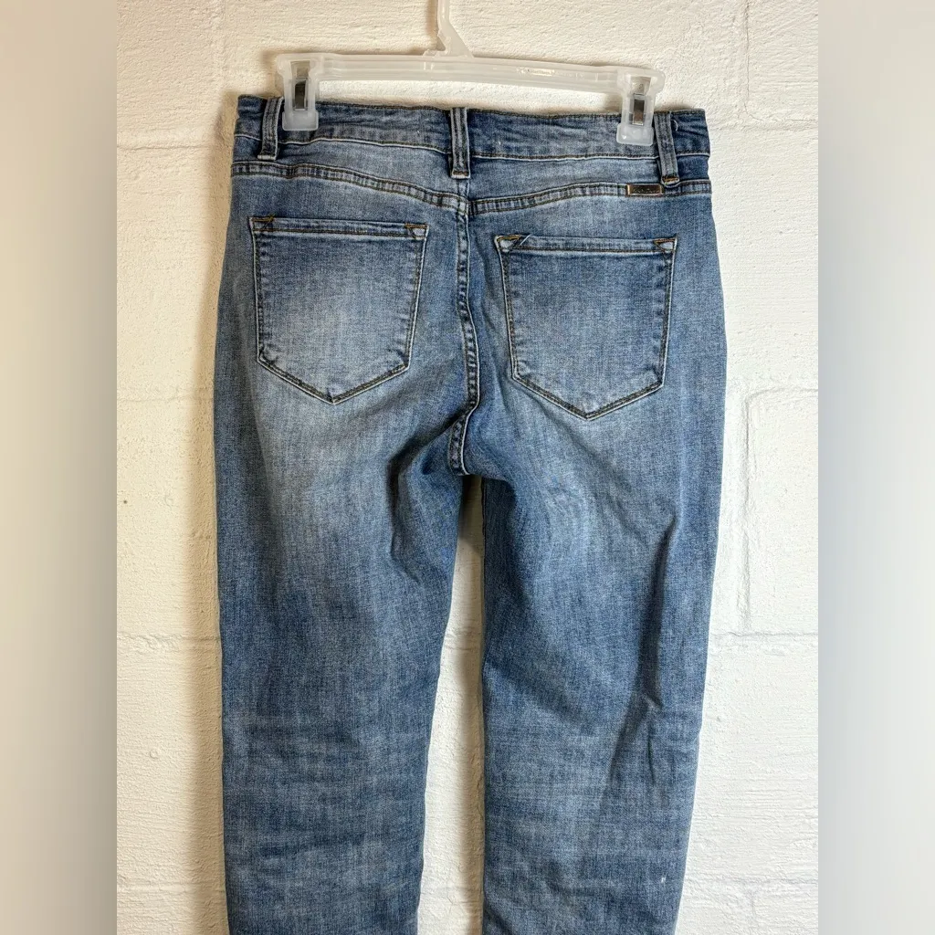 KanCan Woman’s Cheetah Distressed Casual Chic Classic Skinny Jeans Size 7/27 Blue - Image 5