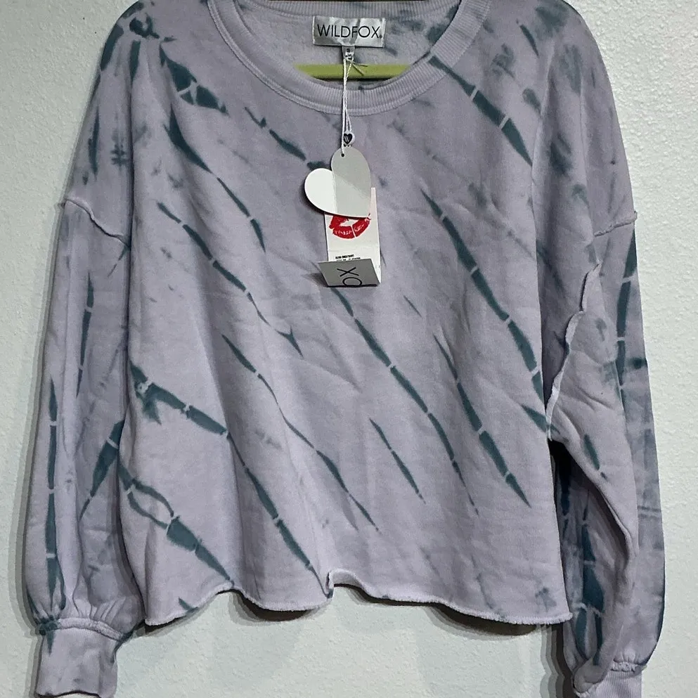 Wildfox Purple Olivia Spiral Dye Crop Boxy Pullover Sz S NWT - Image 3