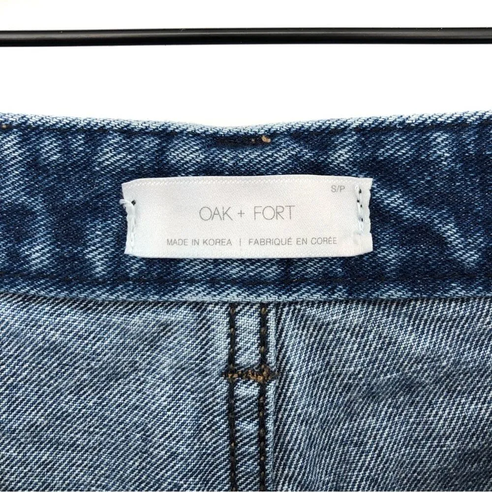 OAK + FORT Straight Leg Crop Jean Blue Denim S - Image 6