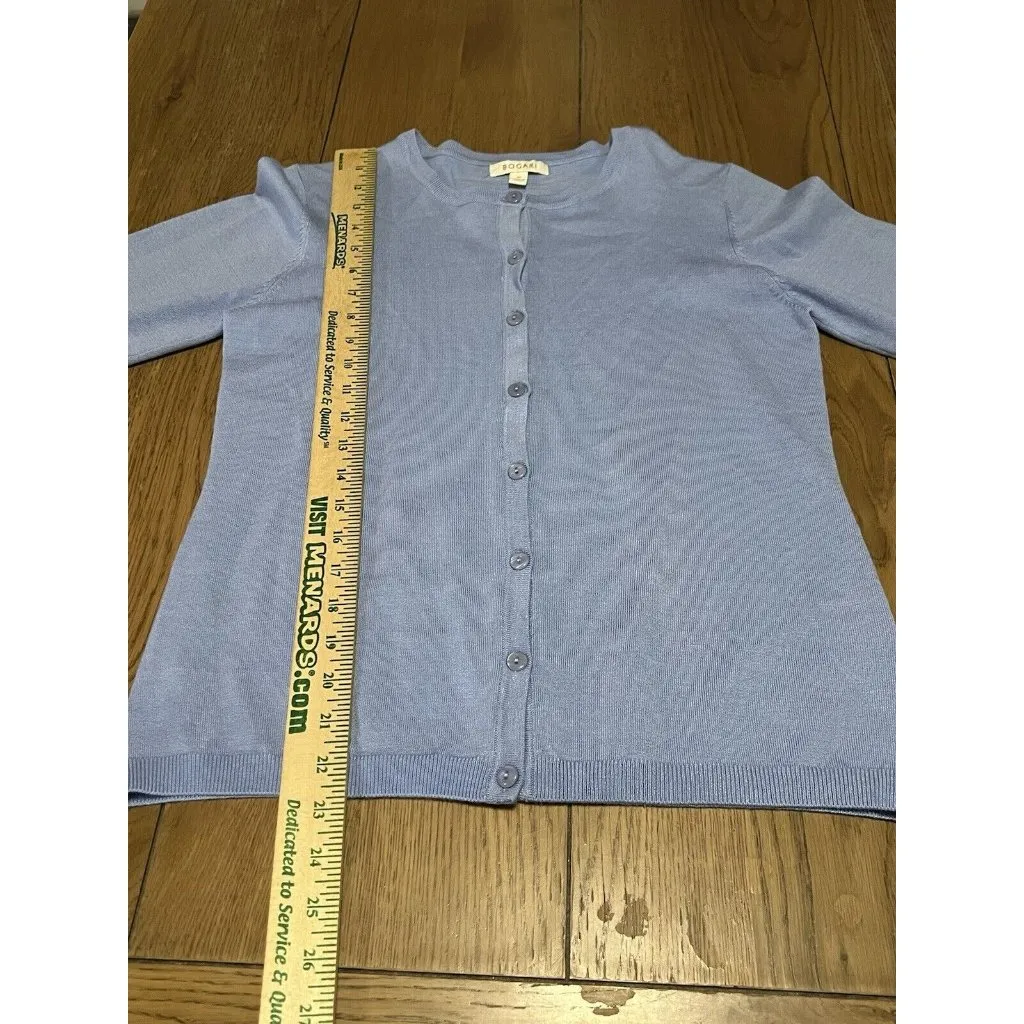 Bogari Button Cardigan Sweater Women Size Medium Career Formal Winter Designer Blue - Image 6