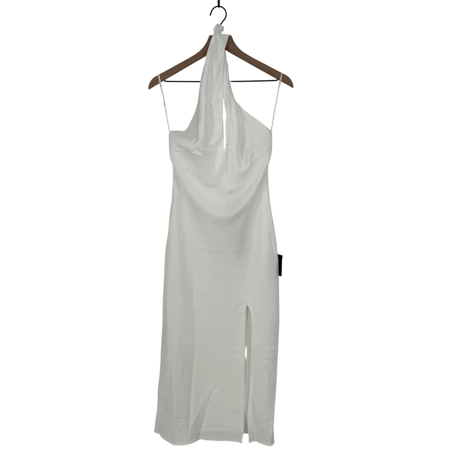 Lulus Beyond Classy White Satin Halter Midi Dress Size M Size M - Image 3