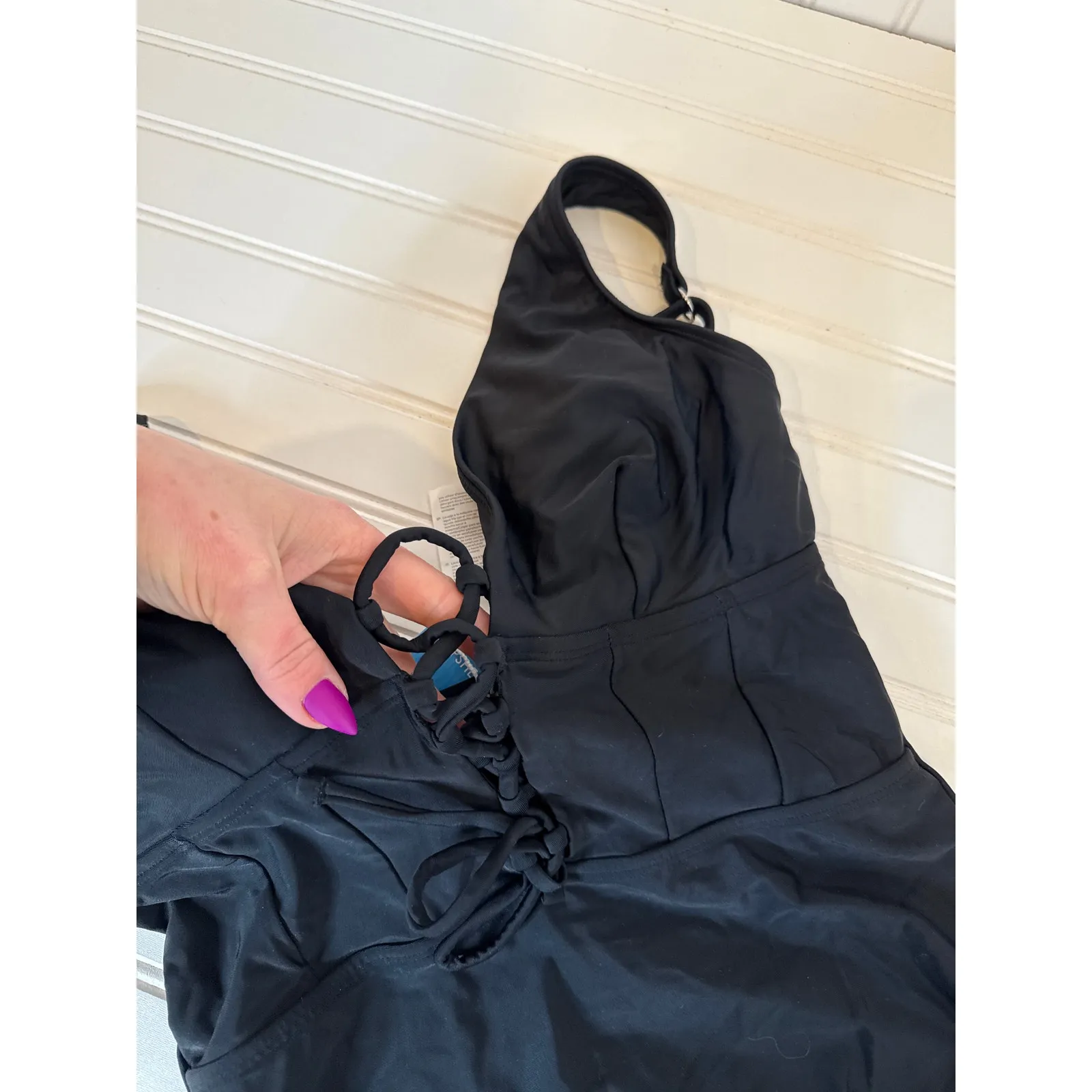 NWT Cupshe LOT OF 2 Bathing Suit - Black Lace Up Swim Beach 1-PC Swimsuit Sz M - Image 4