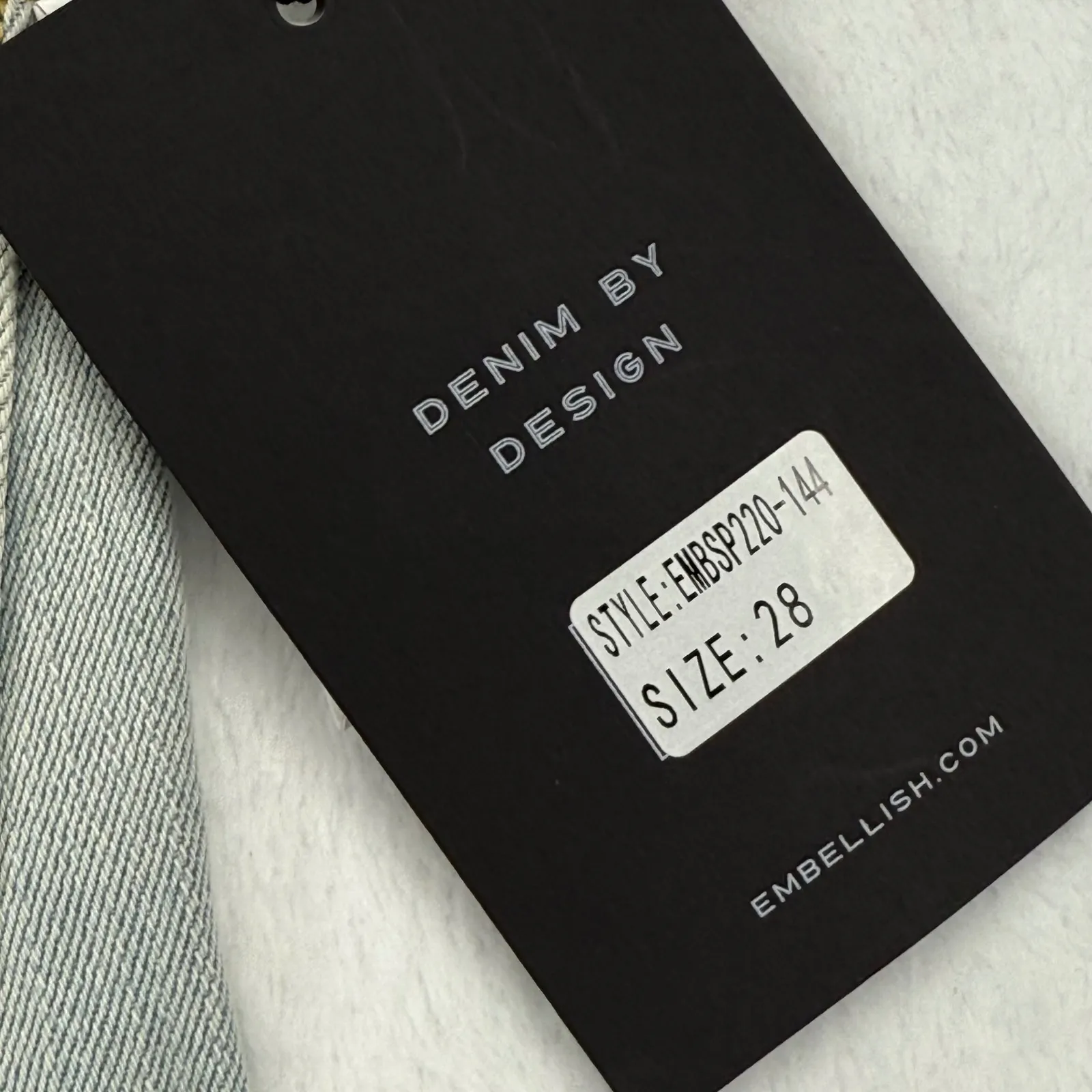 Embellish Distressed Ripped Denim Jeans White Stripe‎ Light Wash Womens Size 28 Blue - Image 12