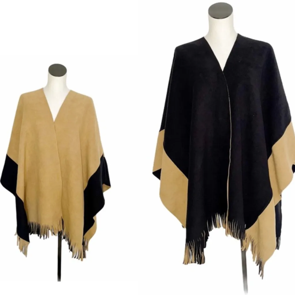 NWT Rachel Roy Reversible Kimono Sweater Cardigan Cape Poncho Colorblock Tan Size undefined - Image 2