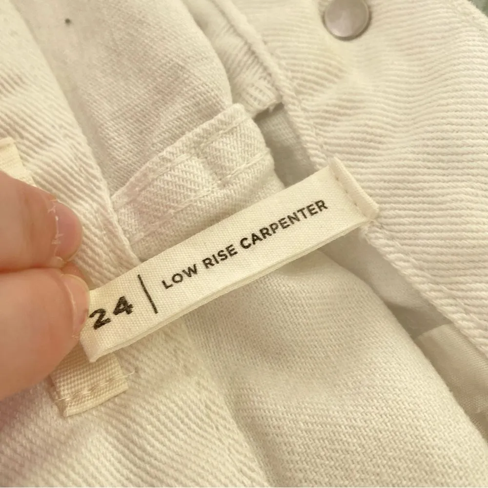 PACSUN Graphic Low Rise Carpenter Pants White Embroidered Size 24 - Image 12