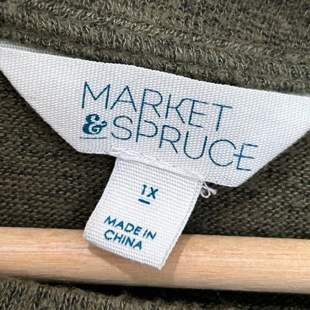 Market &‎ Spruce Drawstring Brushed Knit Top Womens Size 1X Long Sleeve Green - Image 5