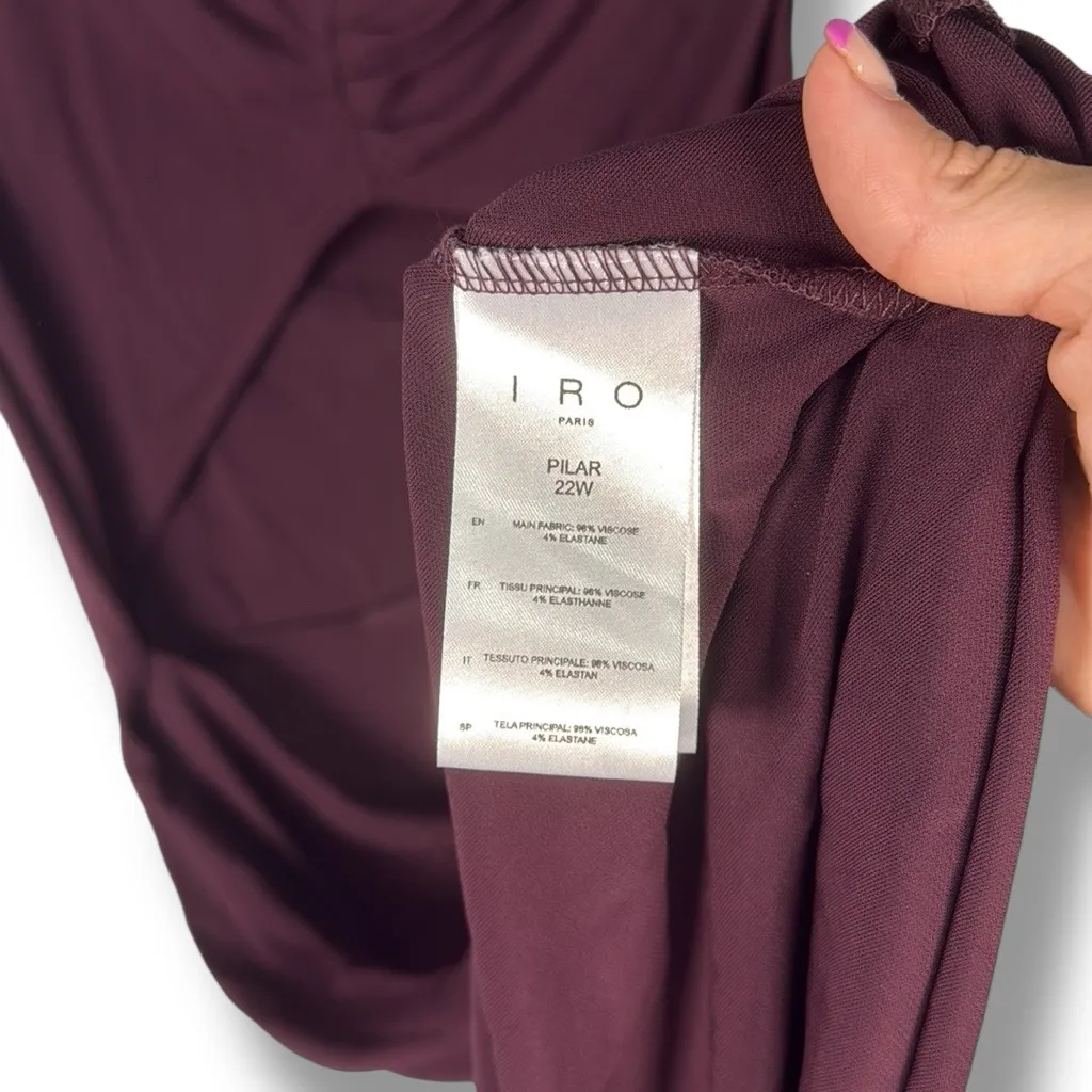 IRO Pilar‎ Asymmetrical Burgundy Midi Dress - Image 10