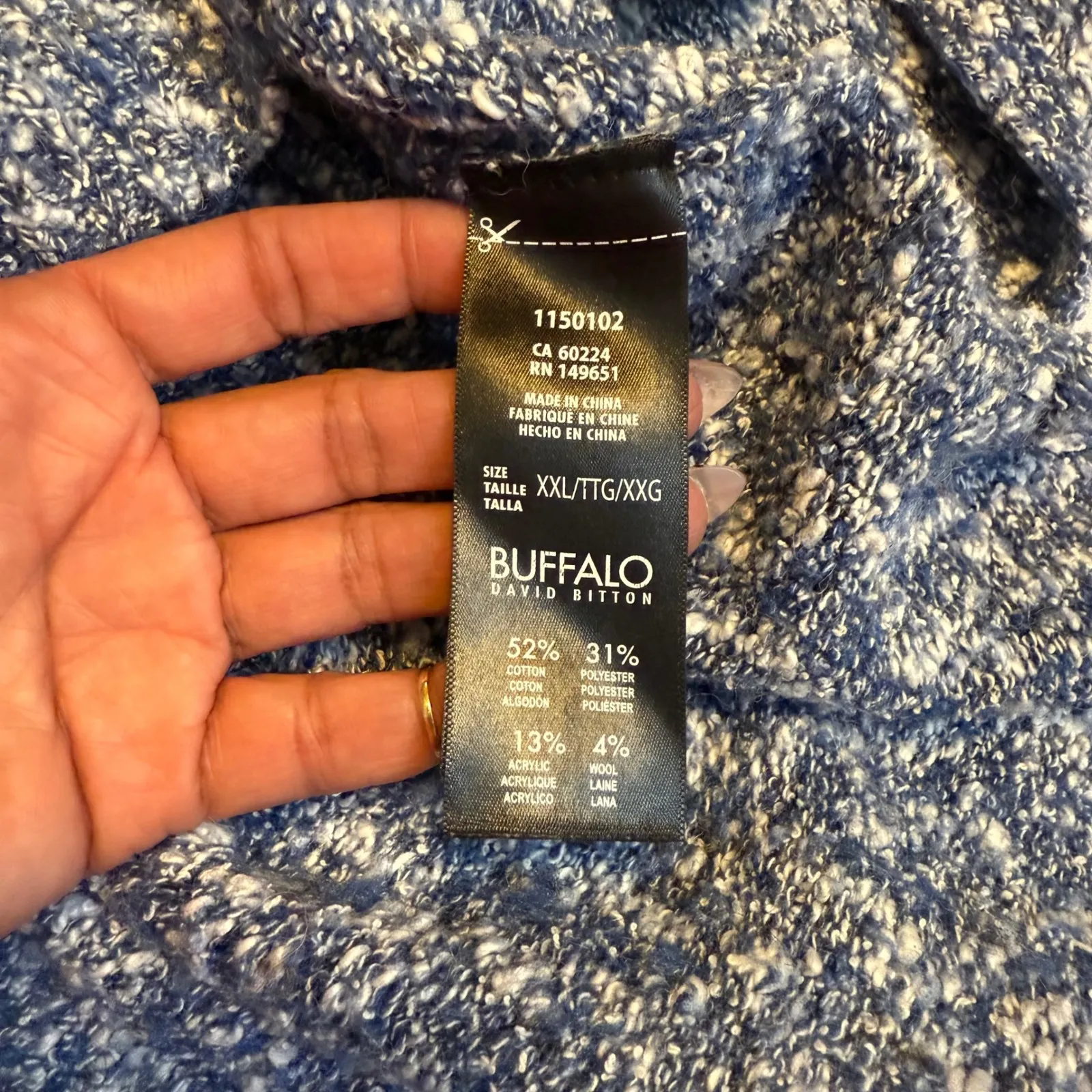 Buffalo David Bitton Blue Textured Knit Sweater Women 2X Plus Long Sleeves # - Image 9