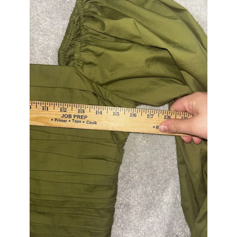Abercrombie Long-Sleeve Ruched Bodice Puff Sleeve Top Green Medium Smocked NWOT - Image 6