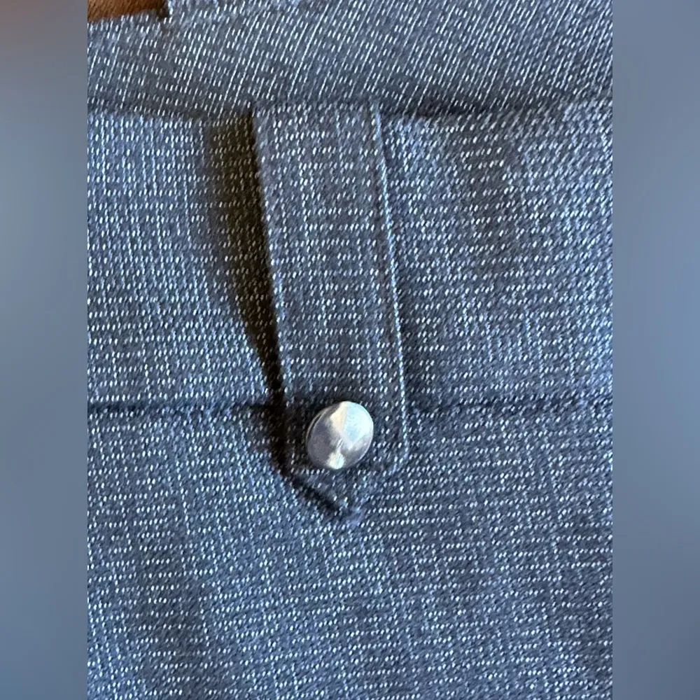 Blue Textured Julie Dress Pants Curvy Through The Hip Area Wide Leg. - Image 3