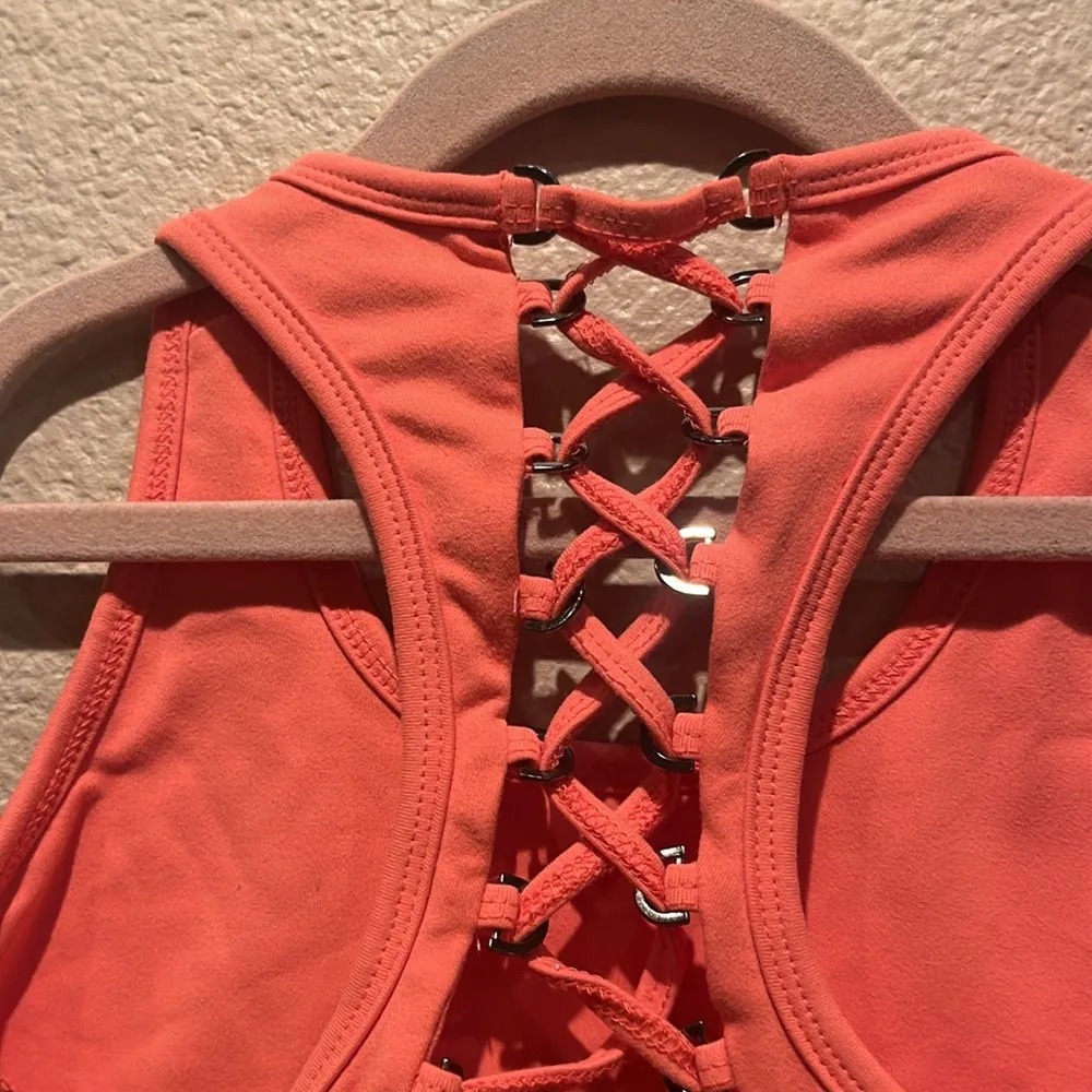 Threads 4 Thought Women’s Melon Color Lace Up Style Back Sports Bra Size XS - Image 6