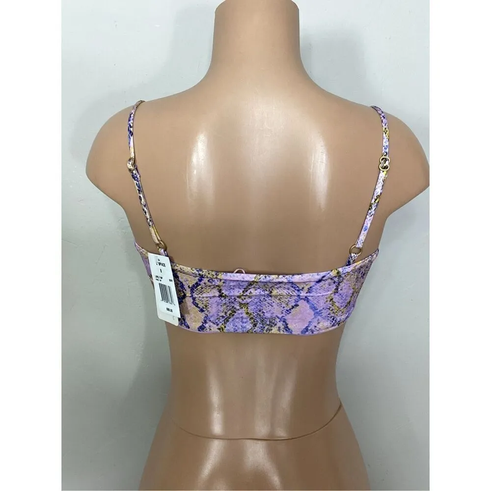 New. L*SPACE Purple snake print bikini top. Small. Retails $88 - Image 5