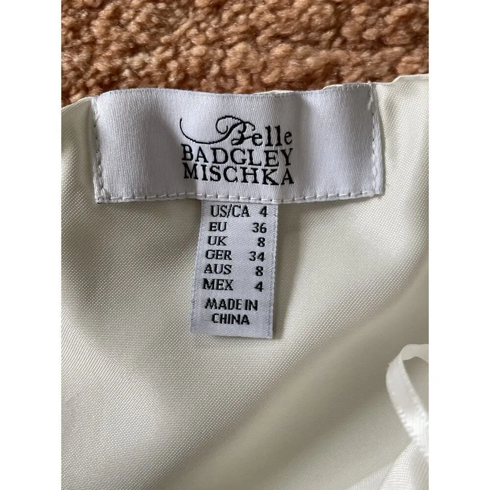 Women's Top BELLE BADGLEY MISCHKA  Off Shoulder Nance White Color Size 4/36 - Image 3