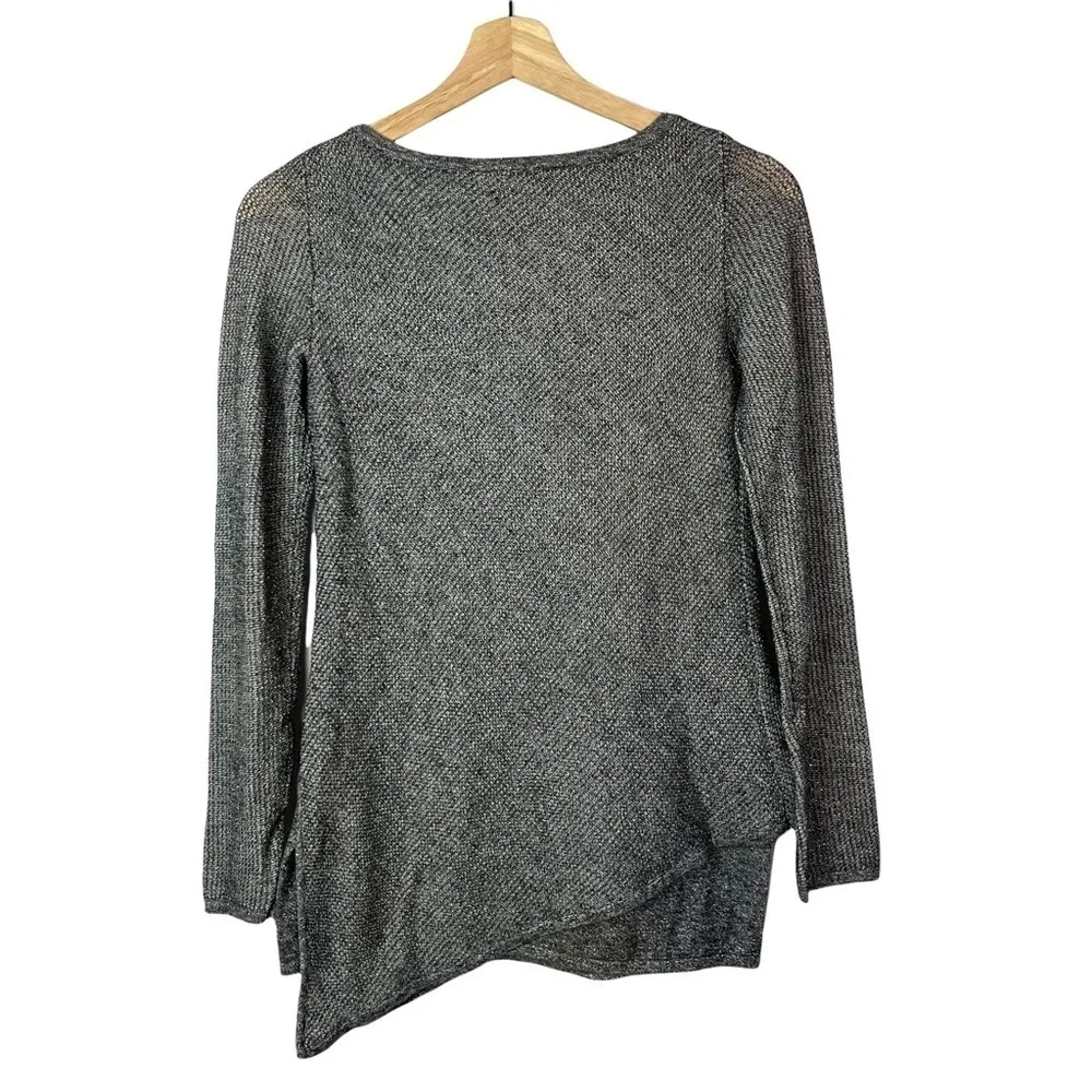 White House Black Market Silver Metallic Double Layer Shimmer Tunic Top XS - Image 5