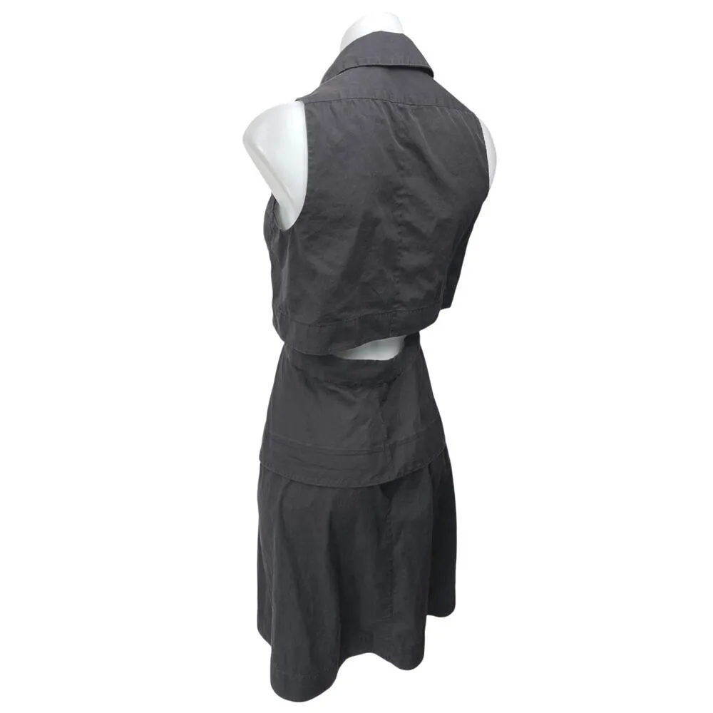 Proenza Schouler Black Sleeveless Cutout Button Down Midi A-Line Shirt Dress 2 - Image 2