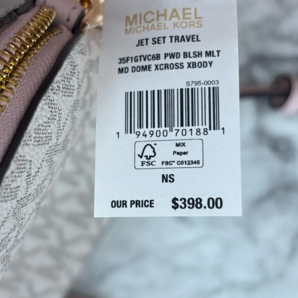 Michael Kors Jet Set Travel Medium Dome Shoulder Crossbody Bag MK Pale Gold NWT - Image 3