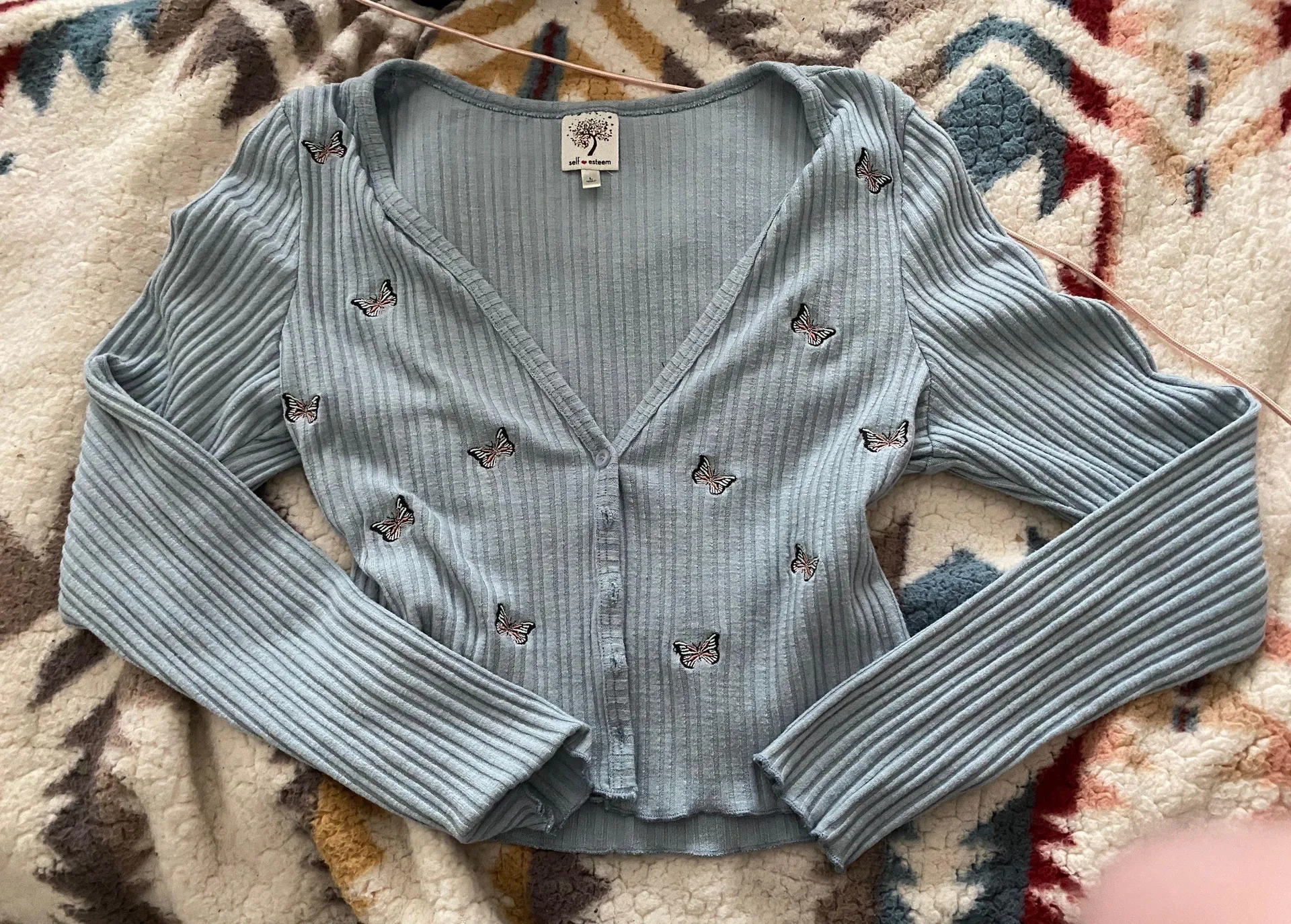 Self Esteem Cardigan Blue Butterfly  - Image 4