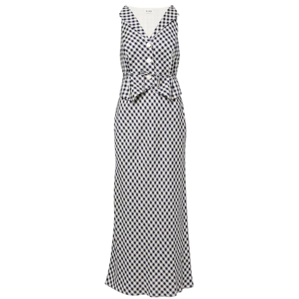 RIXO Kimmy checked maxi dress NEW Black - Image 2