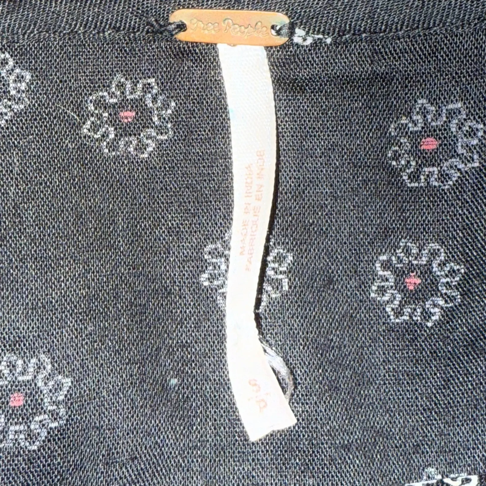 FREE PEOPLE Beck Black Floral Keyhole Long Sleeve Tiered Mini Dress EUC Small - Image 7