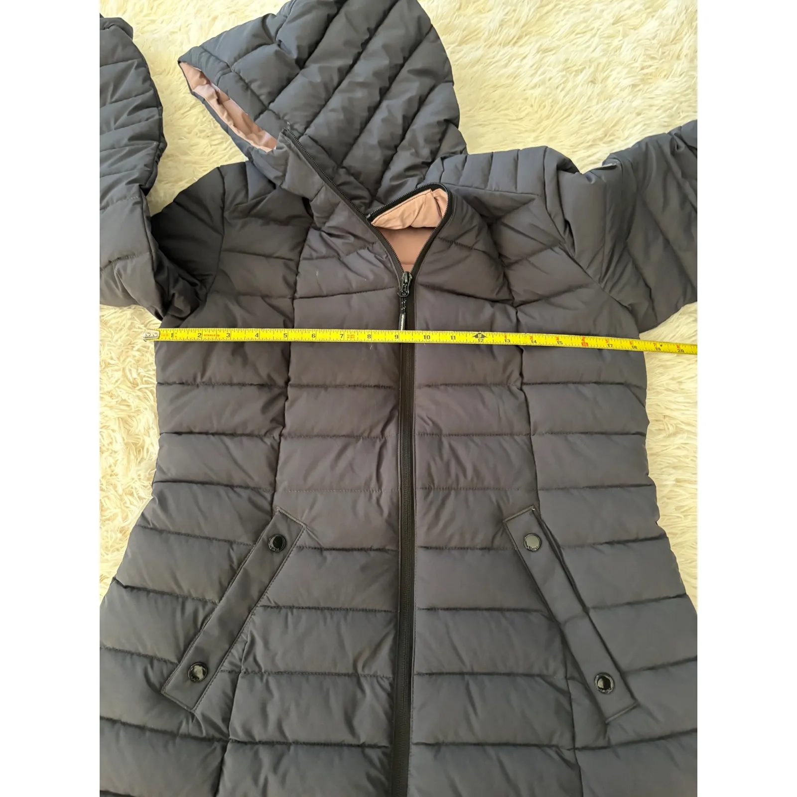 HFX Womens Hooded Puffer Coat Jacket Quilted Padded Lightweight Medium Gray - Image 7