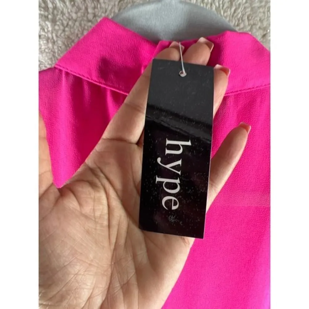 Hype Womens Tops Size M Pink Chiffon‎ Sleeveless Button Front Size M - Image 7