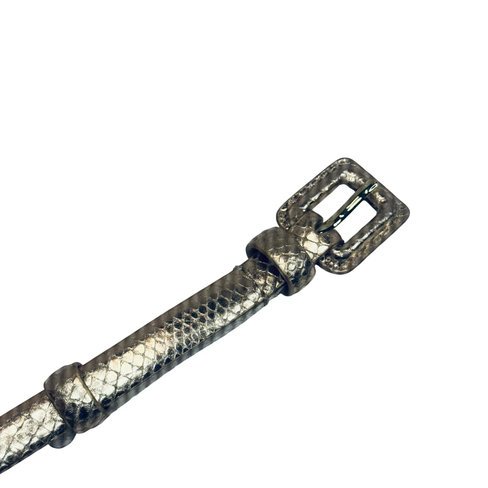 Talbots Gold Leather Skinny Belt Women's 1X Metallic Textured Chic Classic - Image 8