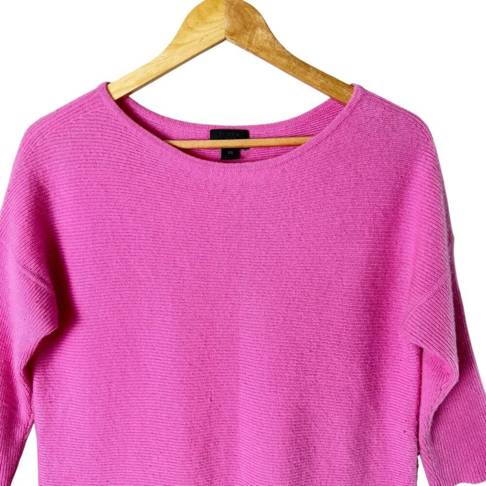 J.Crew Collection Italian Cashmere Sweater‎ in Pink Boatneck 3/4 Sleeves, XS - Image 3