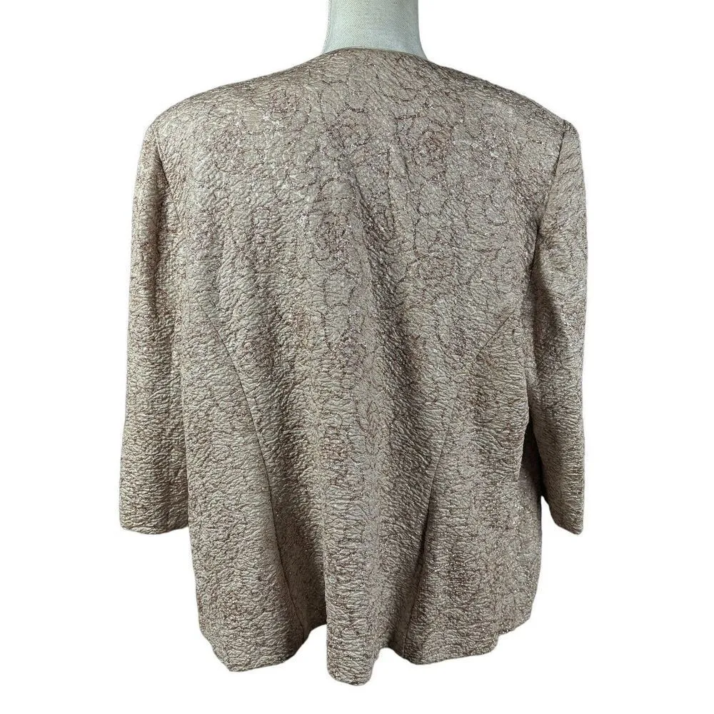 Alex Evenings Twin Set Size 2X Tan Floral Sparkly Gala Cocktail Fancy Classic - Image 2