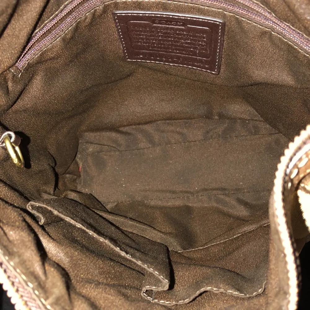 Coach  Patchwork Top Zipper Crossbody Tote Shoulder Bag Brown Lining - Image 5