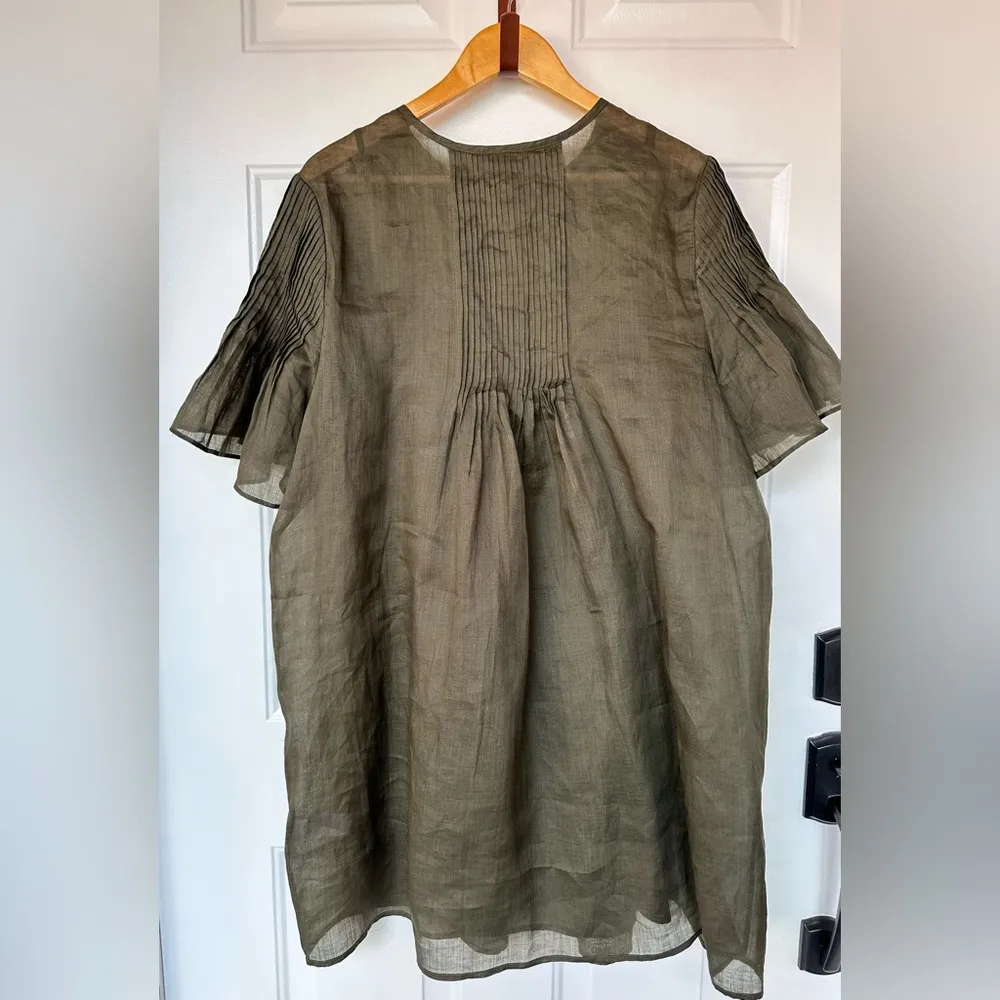 NWT  Ramie Pintuck Dress Dark Olive Green / Size XL - Image 9