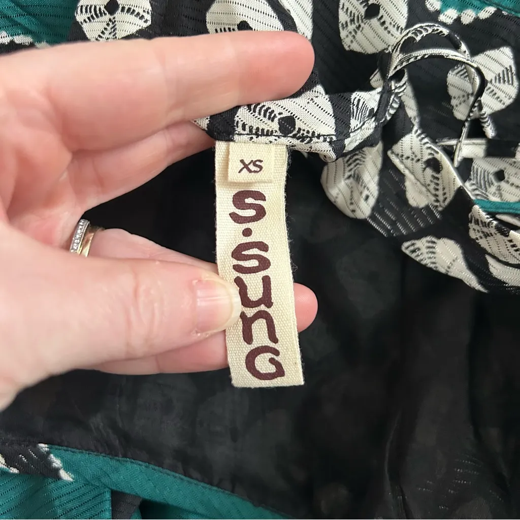 Samantha Sung Floral Geometric Sleeveless Retro A Line Silk Mini Dress Multi XS White - Image 7