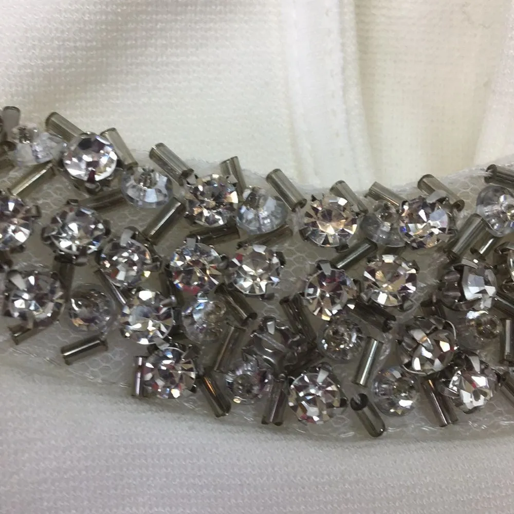 Monteau White Rhinestone Neck Embellished Sleeveless Occasion Shift Dress L - Image 6