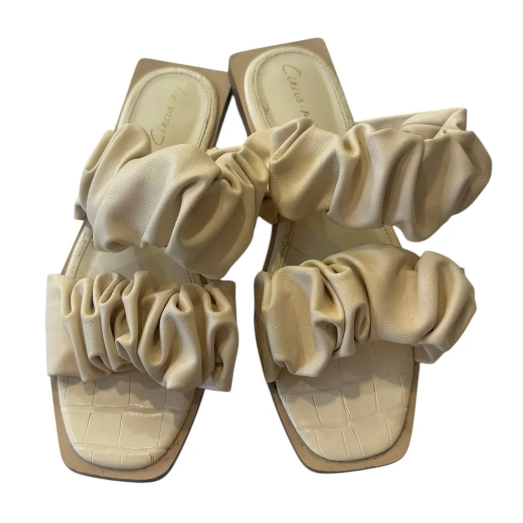 Circus NY by Sam Edelman Iggy slide sandals ivory ruched straps square toe Sz 6 - Image 8