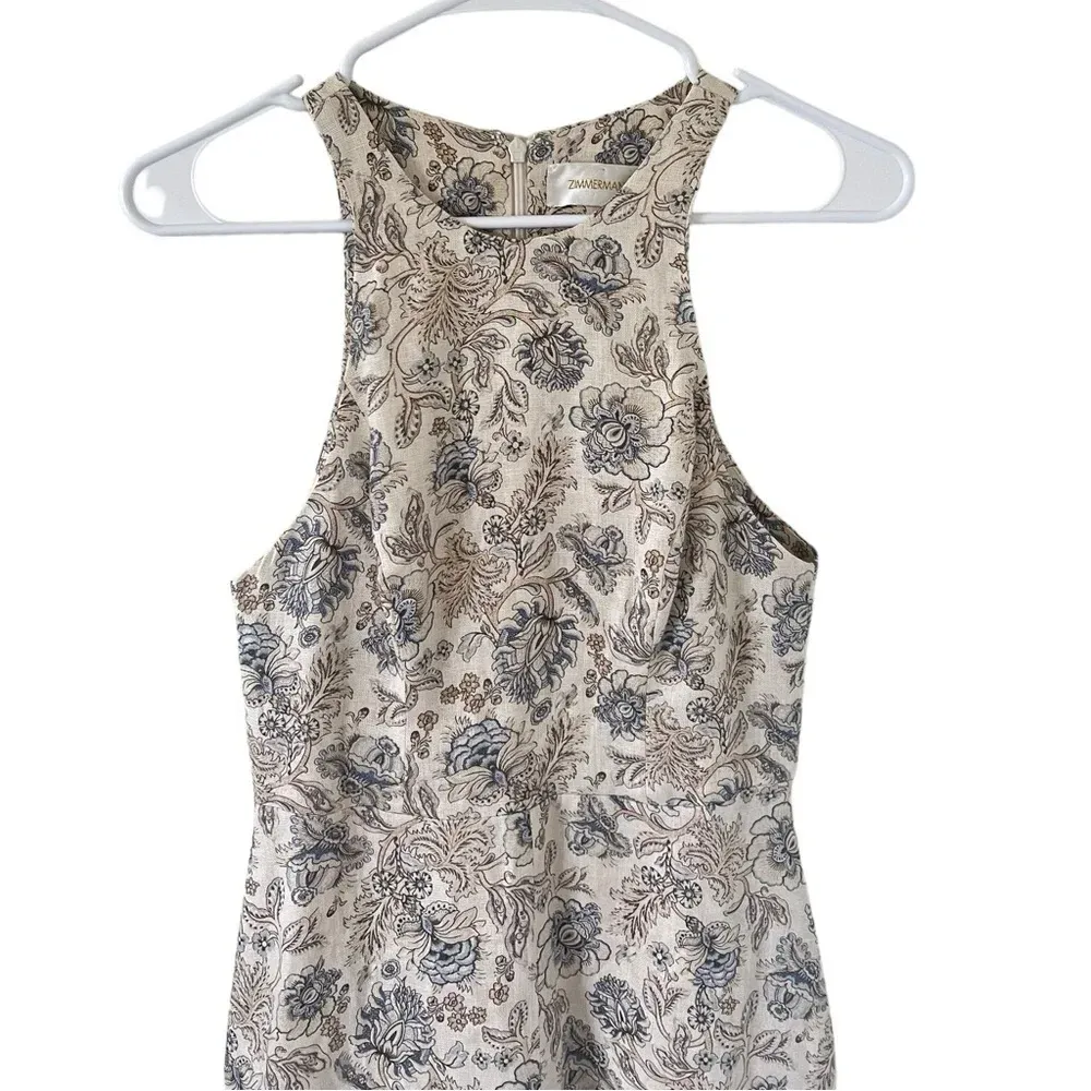 Zimmermann Ivory Blue Floral Linen Midi Dress - Image 5
