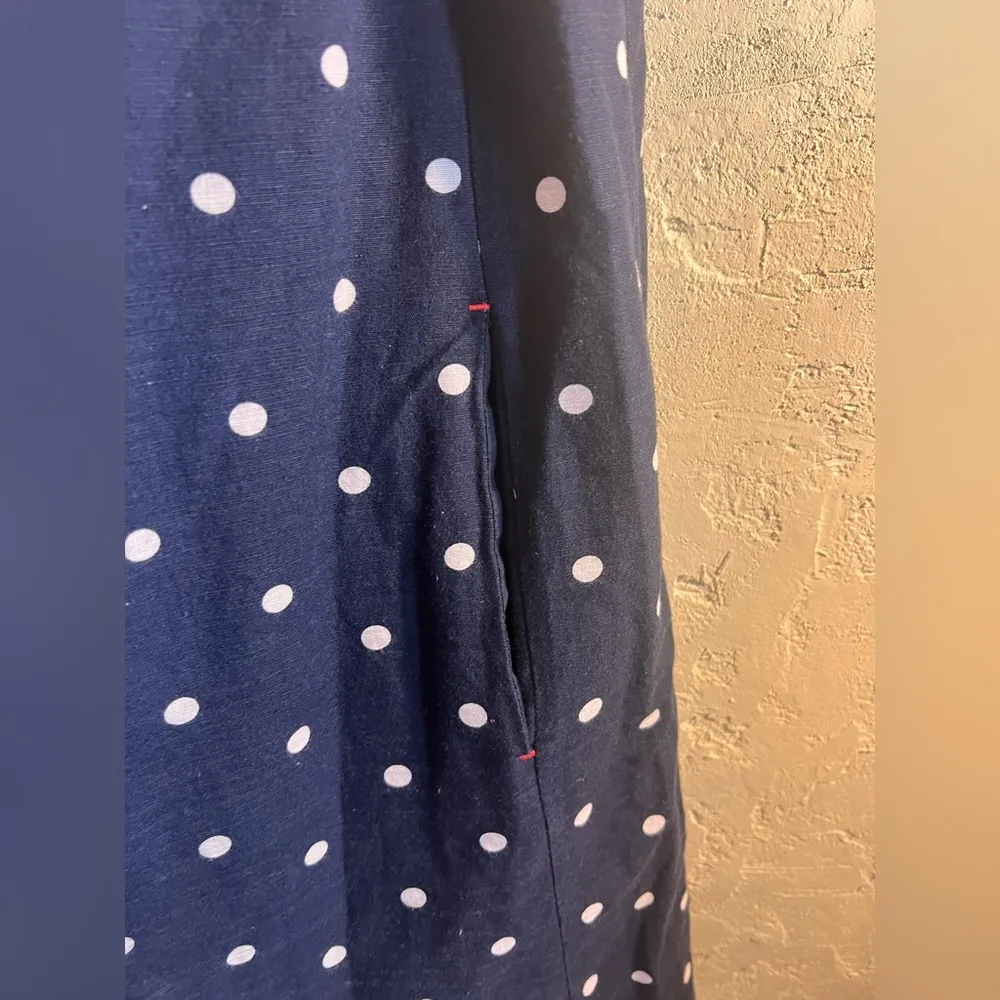 Joules Navy and White Polka Dot dress w pockets Cotton summer beach casual Blue Size 10 - Image 4