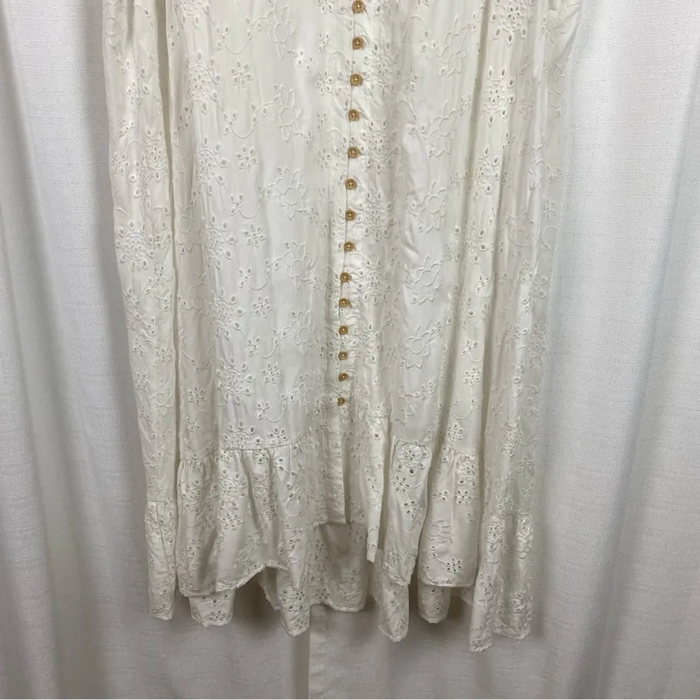 Torrid White Eyelet Button Front Midi Hi-Lo Shirt Dress Sz.4 NWT - Image 7